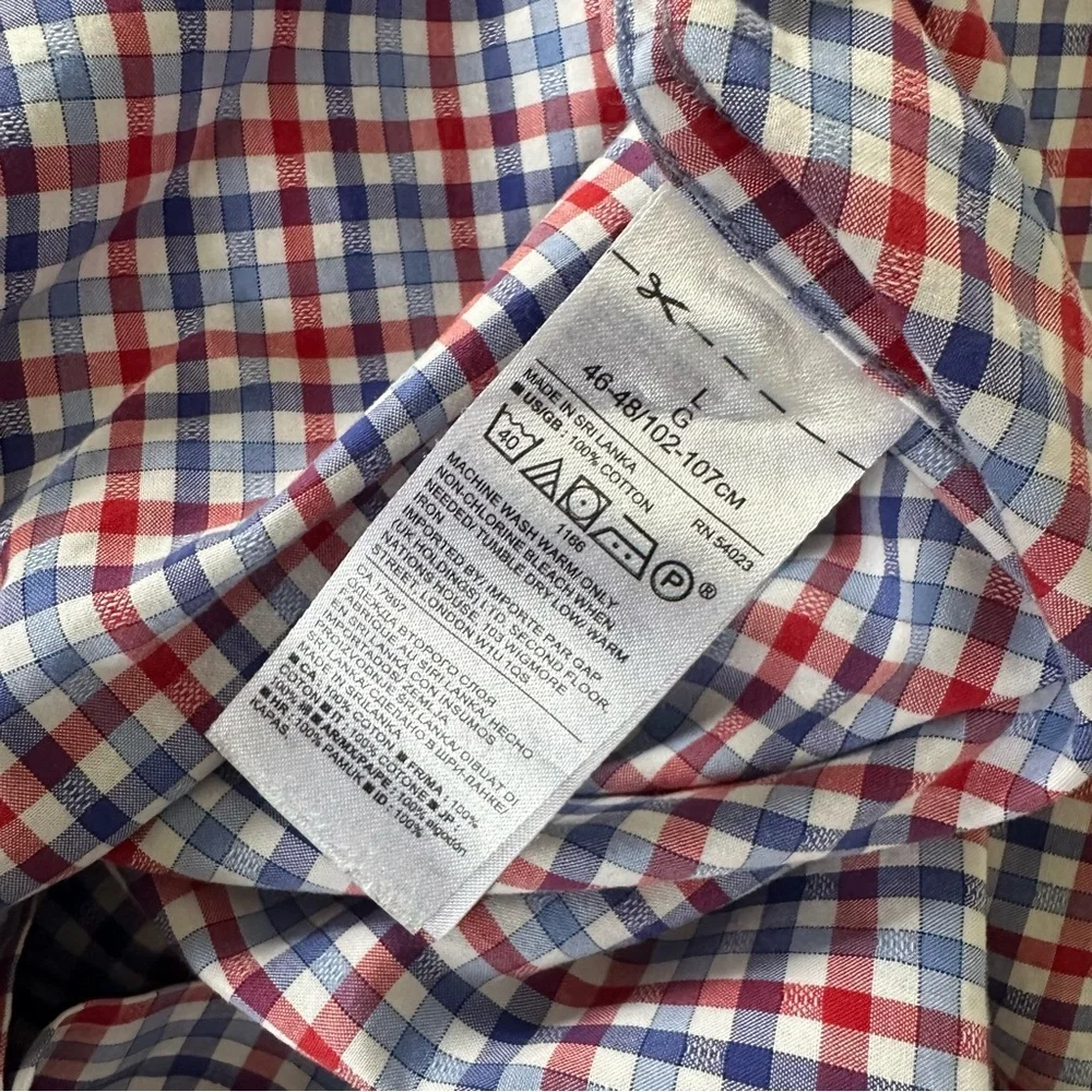 Banana Republic Red and Blue Casual Long Sleeve Button Down Shirt Grant Fit